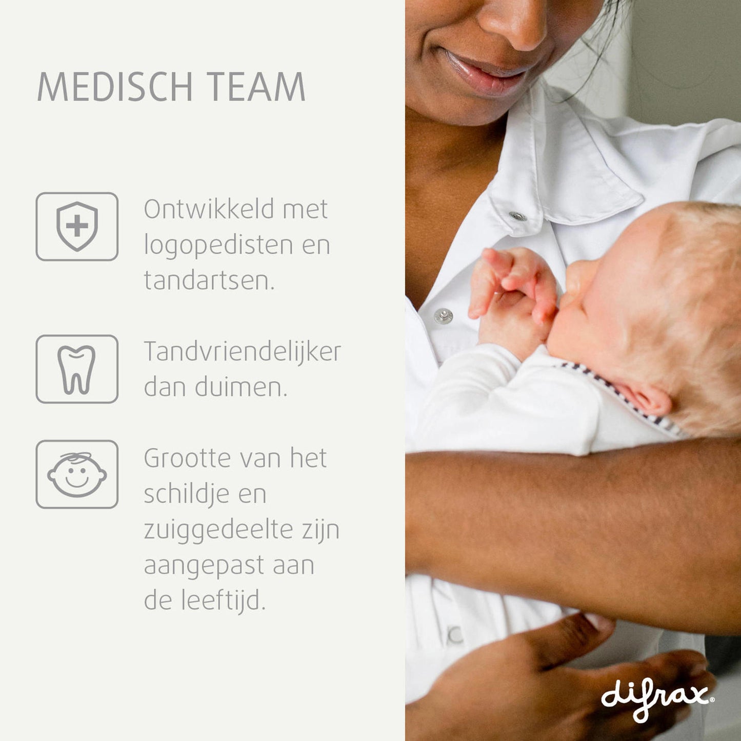 Difrax natural newborn grijs 2 stuks