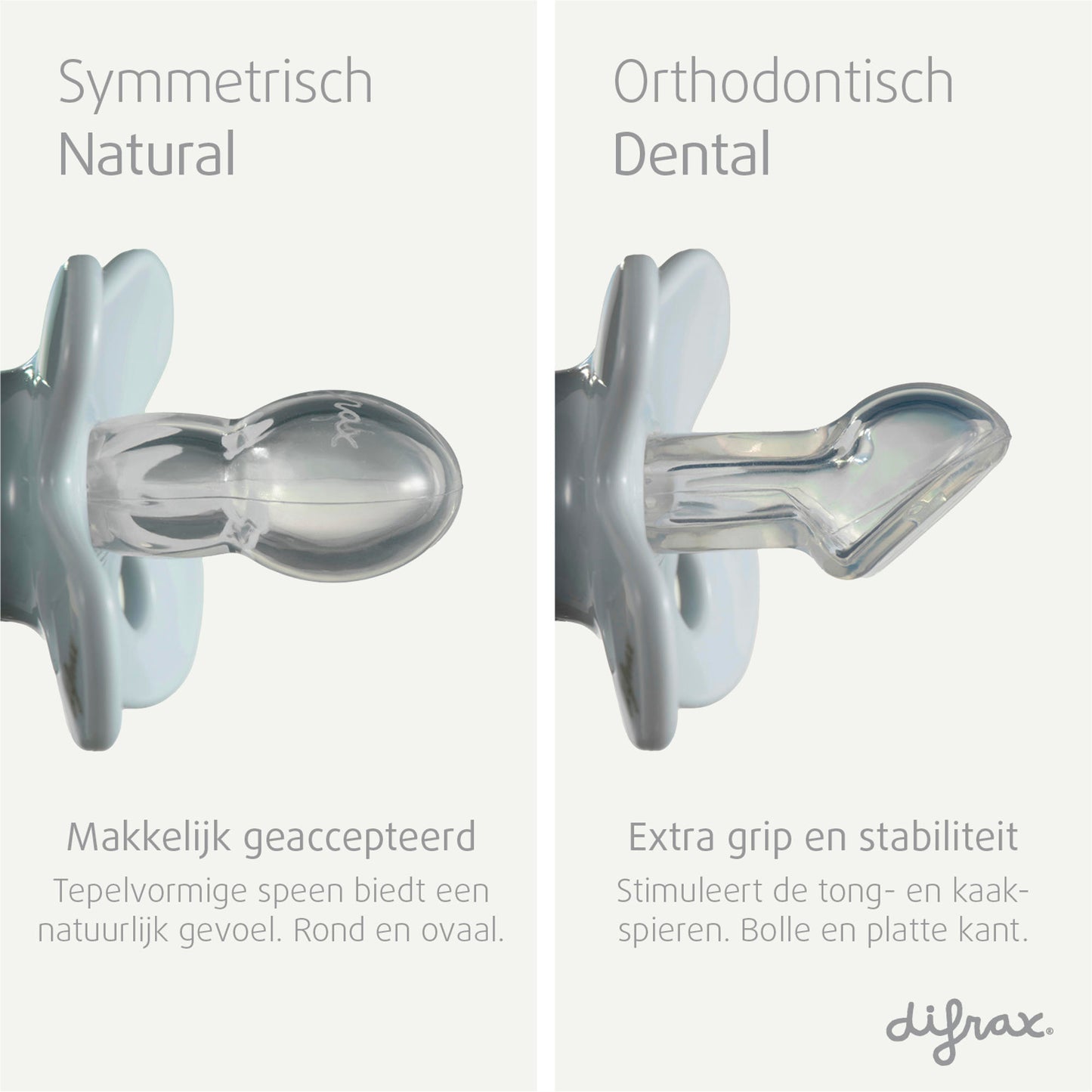 Difrax natural newborn grijs 2 stuks