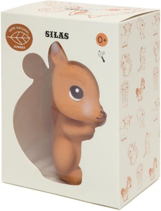 100% natural rubber toy Silas the Squirrel - bad- en bijtspeeltje